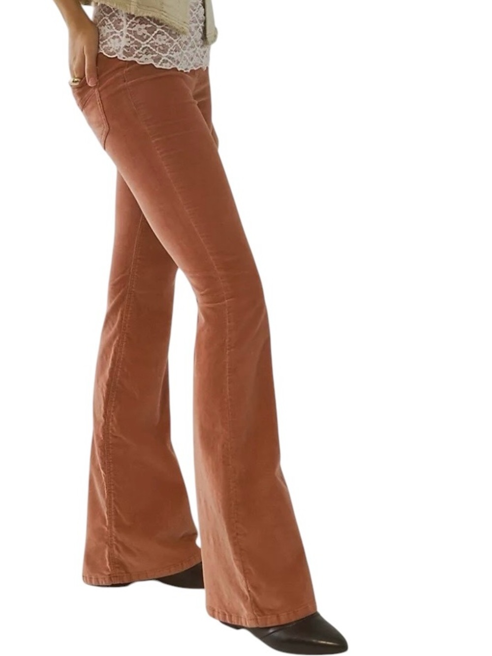 We The Free Penny Cord Flare Jeans Cedarwood 29 Low Rise 70s Retro